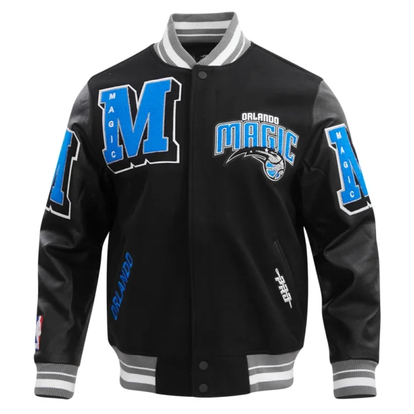 Orlando Magic Mashup Black Wool and Leather Varsity Jacket