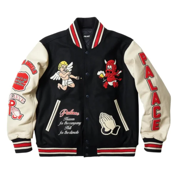 Palace Fallen Angels Navy and Off White Varsity Jacket