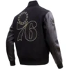 Philadelphia 76ers Black & Gold Wool Varsity Black Jacket 1