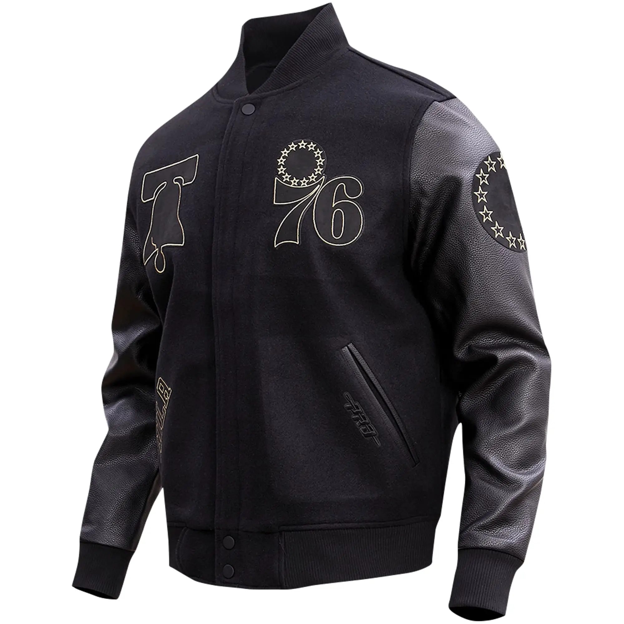 Philadelphia 76ers Black & Gold Wool Varsity Black Jacket