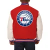 Philadelphia 76ers Domestic Two Tone Red Wool Varsity Jacket 1