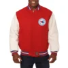 Philadelphia 76ers Domestic Two Tone Red Wool Varsity Jacket