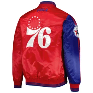 Philadelphia 76ers Fast Break Royal Blue and Red Varsity Jacket 1