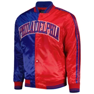Philadelphia 76ers Fast Break Royal Blue and Red Varsity Jacket