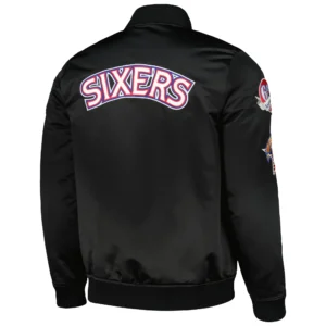 Philadelphia 76ers Hardwood Classics Retro Varsity Black Jacket 1