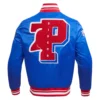 Philadelphia 76ers Mashup Blue Satin Varsity Jacket 3