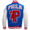 Philadelphia 76ers Mashup Blue Wool Varsity Jacket 2
