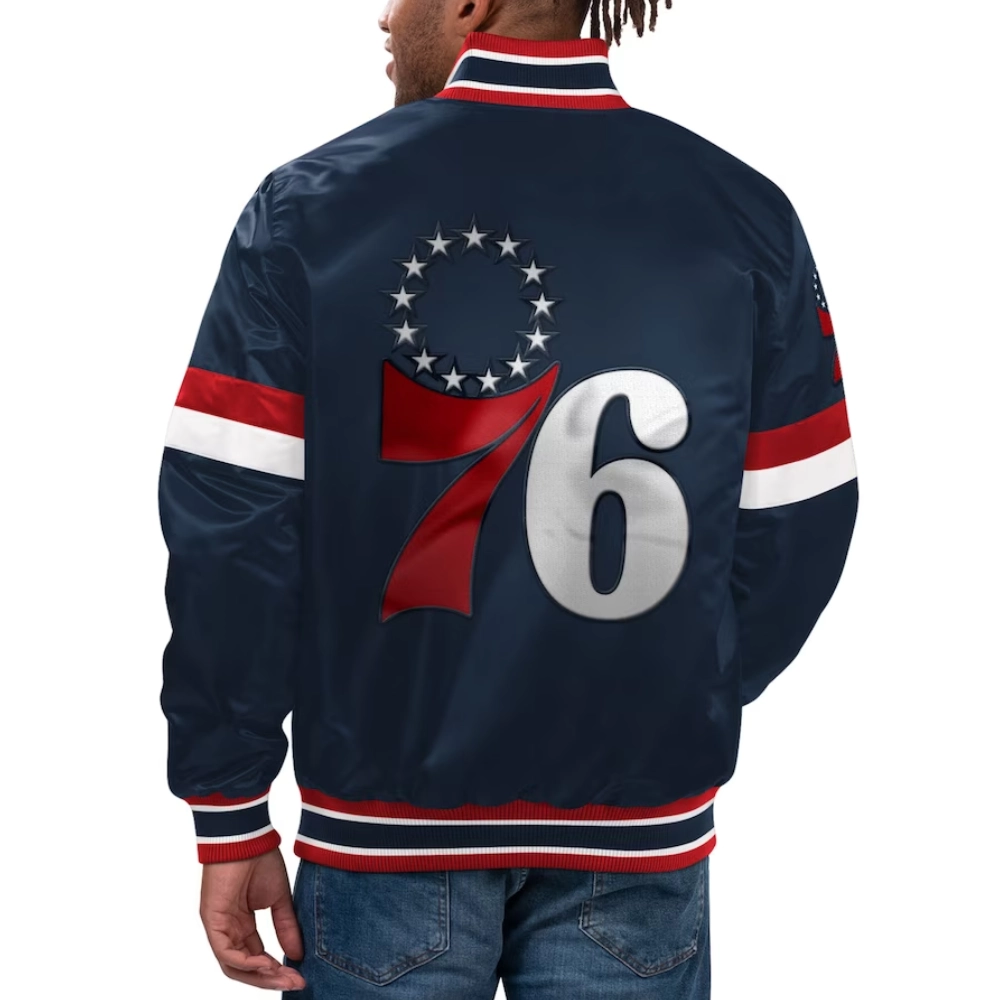 Philadelphia 76ers Navy Blue Home Game Varsity Jacket 1