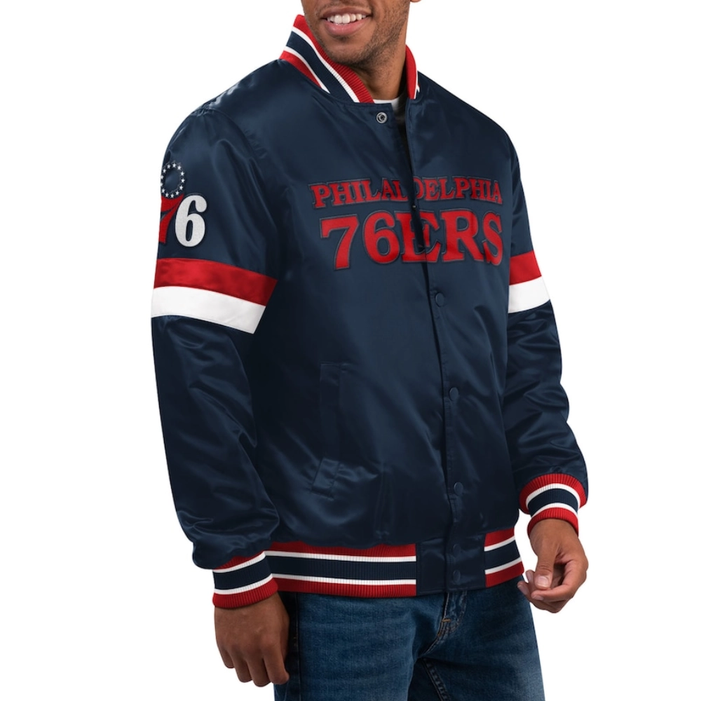 Philadelphia 76ers Navy Blue Home Game Varsity Jacket
