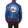Philadelphia 76ers Real Blue Leather Jacket 1