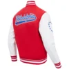 Philadelphia 76ers Red Script Tail Wool Varsity Jacket 2