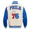 Philadelphia 76ers Retro Classic Varsity Cream Jacket 3