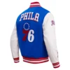 Philadelphia 76ers Retro Men’s Retro Classic Royal Blue and Red Varsity Jacket 2