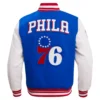Philadelphia 76ers Retro Men’s Retro Classic Royal Blue and Red Varsity Jacket 3