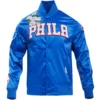 Philadelphia 76ers Roses Blue Varsity Jacket 4