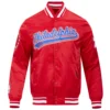 Philadelphia 76ers Script Tail Red Varsity Jacket