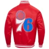 Philadelphia 76ers Script Tail Red Varsity Jacket 3