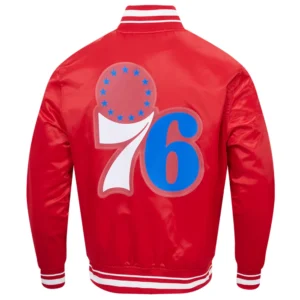 Philadelphia 76ers Script Tail Red Varsity Jacket 3