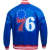 Philadelphia 76ers Script Tail Varsity Royal Blue Jacket 1