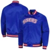 Philadelphia 76ers Throwback Wordmark Varsity Royal Blue Jacket 2