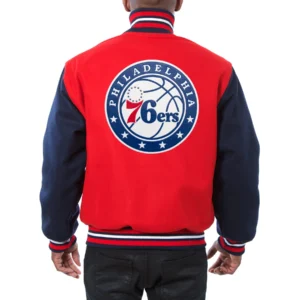 Philadelphia 76ers Two Tone Varsity Red Jacket 1