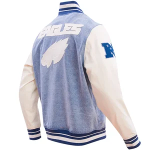 Philadelphia Eagles Blues Denim and Leather Jacket 1