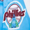 Philadelphia Phillies Big Logo Full-Snap Blue Satin Varsity Jacket 6