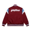 Philadelphia Phillies Cooperstown Heavyweight Rib Knitted Satin Varsity Red Jacket 1