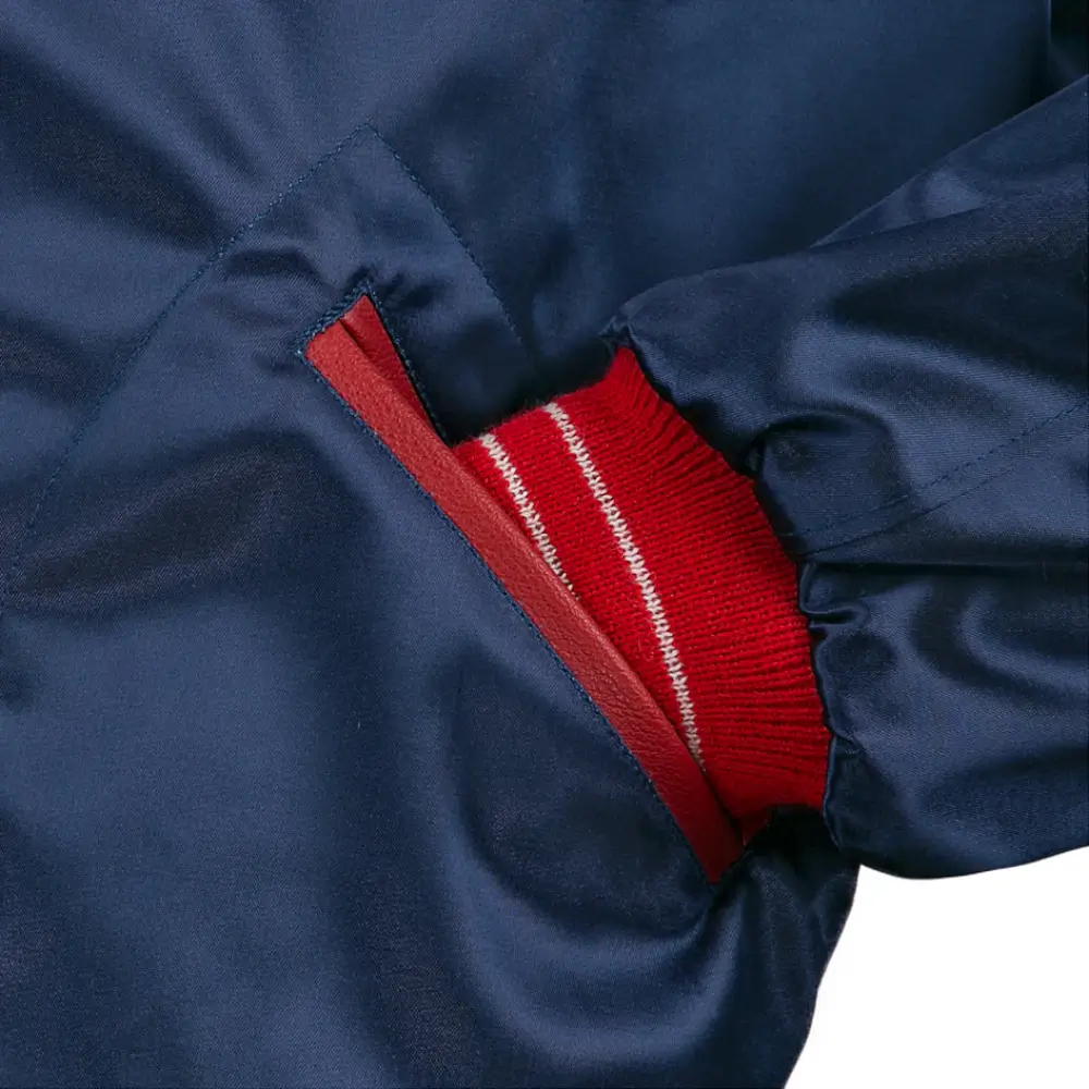 Philadelphia Phillies Ebbets 1937 Authentic Satin Navy Varsity Jacket 3