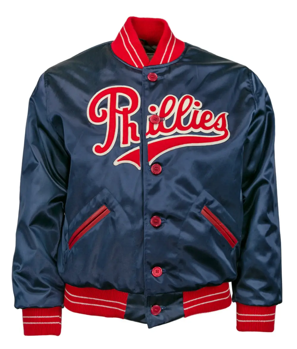 Philadelphia Phillies Ebbets 1937 Authentic Satin Navy Varsity Jacket