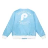 Philadelphia Phillies Heavyweight Full-Snap Sky Blue Satin Varsity Jacket 1