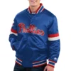 Philadelphia Phillies Home Game Blue Satin Varsity Blue Jacket