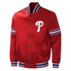 Philadelphia Phillies Midfield Full-Snap Satin Varsity Jacket – Red