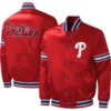 Philadelphia Phillies Midfield Full-Snap Satin Varsity Jacket – Red 3