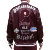 Philadelphia Phillies Old English Full-Snap Satin Varsity Maroon Jacket 1