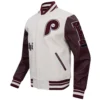 Philadelphia Phillies Old English Wool & Leather Varsity WhiteBlack Jacket 3