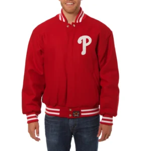 Philadelphia Phillies One Color Handcrafted Logo Red Wool Jacket