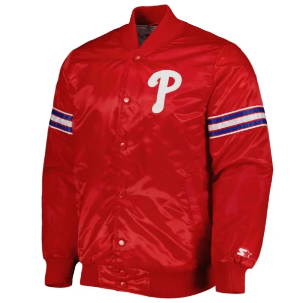 Philadelphia Phillies Pick & Roll Full-Snap Satin Varsity Jacket