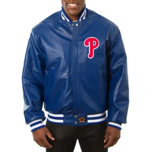 Philadelphia Phillies Real Full Leather Varsity Jacket -Blue