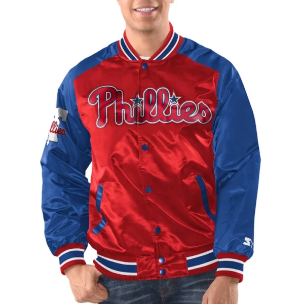 Philadelphia Phillies Renegade RedBlue Satin Varsity Jacket