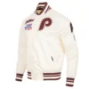 Philadelphia Phillies Retro Classic Full-Snap Satin Varsity White Jacket 2