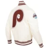 Philadelphia Phillies Retro Classic Full-Snap Satin Varsity White Jacket 3