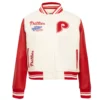 Philadelphia Phillies Retro Classic Women’s CreamRed Wool & Leather Varsity Jacket
