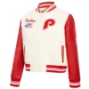 Philadelphia Phillies Retro Classic Women’s CreamRed Wool & Leather Varsity Jacket 2