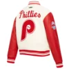 Philadelphia Phillies Retro Classic Women’s CreamRed Wool & Leather Varsity Jacket 3