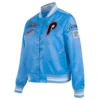 Philadelphia Phillies Retro Classic Women’s Full-Snap Satin Varsity Blue Jacket 2