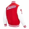 Philadelphia Phillies Script Tail RedWhite Wool & Leather Varsity Jacket 3