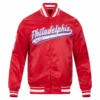 Philadelphia Phillies Script Tail Satin Varsity Red Jacket