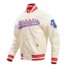 Philadelphia Phillies Script Tail White Satin Varsity Jacket 2