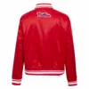 Philadelphia Phillies Script Tail Women’s Red Satin Varsity Jacket 1